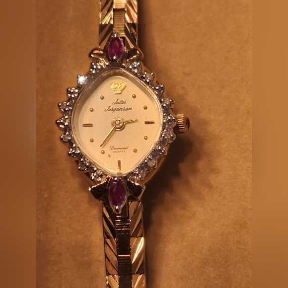 NWT RARE Jules Jurgensen Diamond Quartz Ladies Ruby & Diamond Watch - Picture 5 of 13